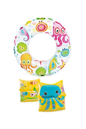 Intex Children's Pool Swimming Ring and Sleeve Sea and Pool Arm and Bagel Set 2 in One