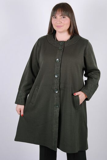 Laden Knitwear Steel Knit Plus Size Mother Cap Crew Neck Long Cardigan Cap