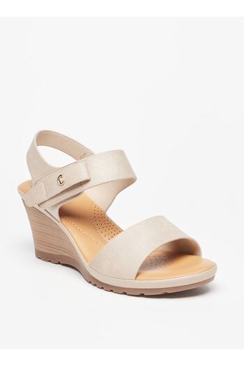 Le Confort Strappy Wedge Heel Sandals with Hook and Loop Closure
