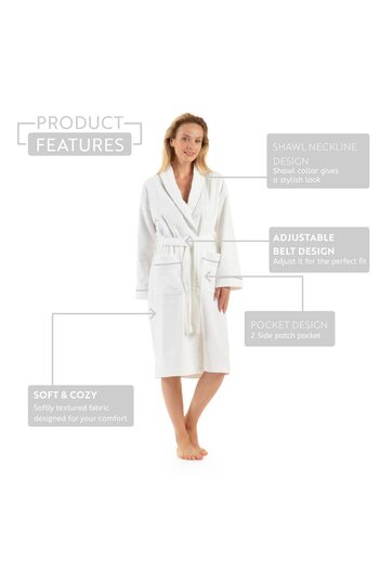 English Home Bademantel Damen, Bademantel Herren, Unisex 100% türkisches Baumwollfrottee