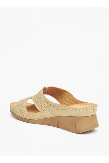Le Confort Textured Slip-On Sandals with Wedge Heels