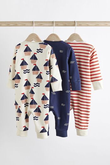 Next Baby Red Navy Blue - 100% Cotton Marine 3-Piece Jumpsuit Set