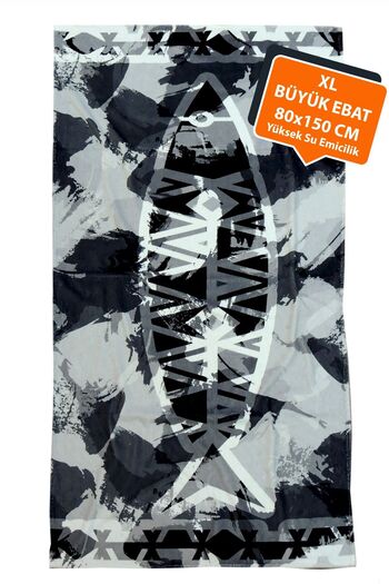 HAMUR Beach Towel Fish Gray 80x150 cm E43pr0650026hm