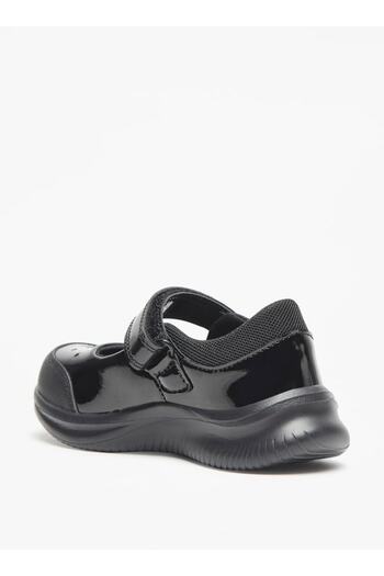 Dash Cutout Detail Mary Jane School Shoes with Hook and Loop Closure