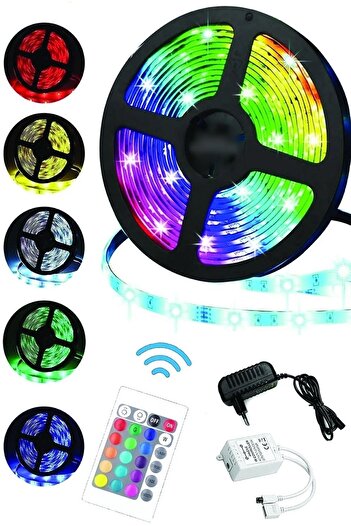 kar-bul 5mt Kumandalı Işıldak Rgb Şerit Led Lamba Iç Ve Dış Mekan Silikon Yapışkanlı Aydınlatma