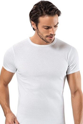 Erdem Men's Rib Undershirt Crew Neck Short Sleeve Undershirt 1197