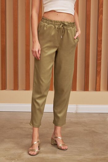 Orfeo Negro WOMEN'S ELASTIC WAIST FABRIC PANTS