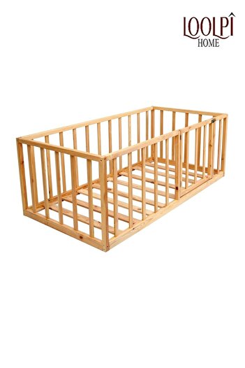 Loolpi Home Montessori Bebek Ve Çocuk Karyolası Unisex 80 Cm Bariyerli Ve Kapılı Ahşap Park Yatak