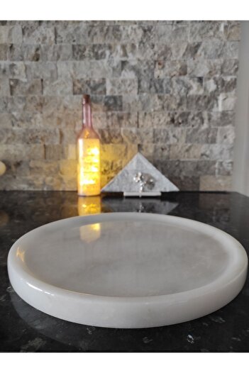 Zeybek Marble White Marble Presentation Tray & Round Marble Plate