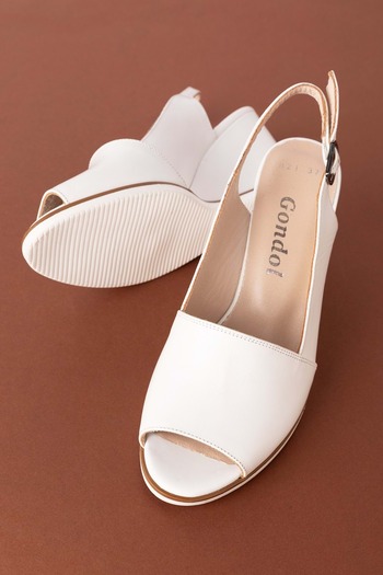 Gondol Women's Genuine Leather Wedge Heel Shoes Şhn.821