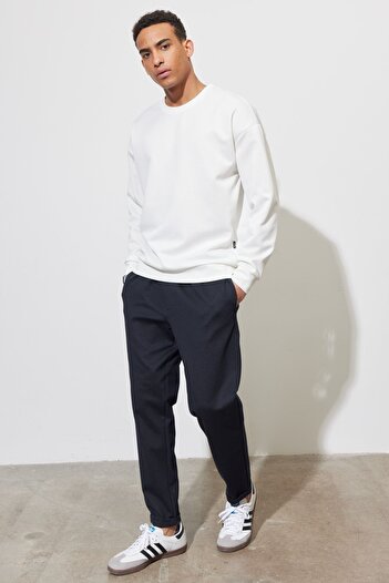 AC&Co / Altınyıldız Classics Λευκό ανδρικό φούτερ Oversize - Crew Neck
