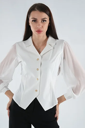 Feminist Sleeve Chiffon Shirt White4202643