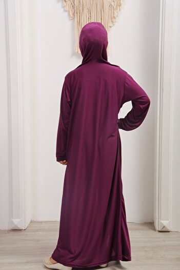 Kutay Collection Kız Çocuk Namaz Kıyafeti Namaz Elbise Düz Renk Yazlık Kumaş