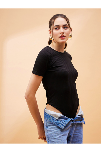 Sassafras By Styli Ribbed Short Sleeve Bodysuit