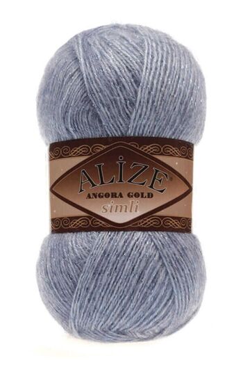 Alize Angora Gold Glitter Hand Knitted - 5 pieces of vest and Cardigan Thread, Scarf Sweater Thread 221