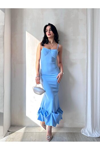 Afiş Butik Μίντι Φόρεμα Ασύμμετρο Κόψιμο - Καμπυλωτό στρίφωμα