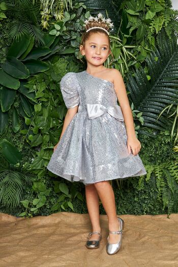 zühre balaban silver paillette girl's evening dress