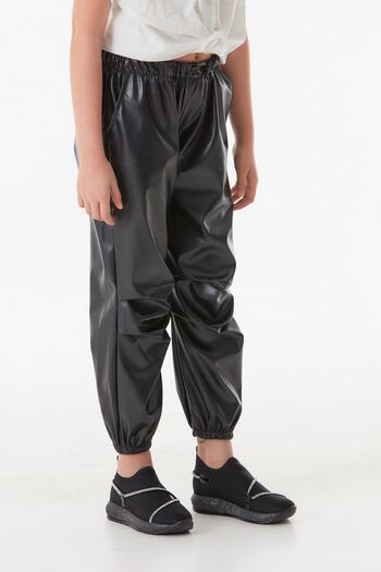 Fulla Moda Faux Leather Elastic Waist Jogger Girl's Trousers