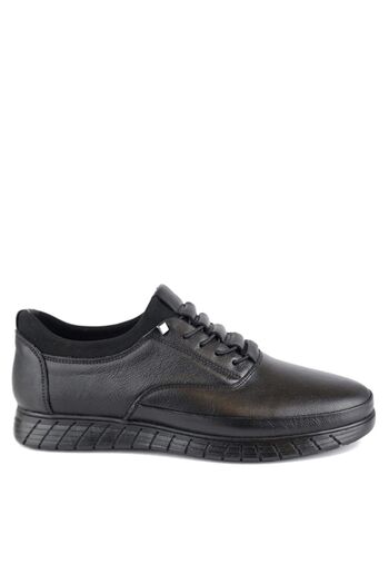 MAGIC SHOES Black Genuine Leather Men's Sneaker Shoes