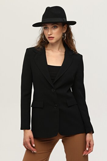 Feminist Vatkalı Astarlı Blazer Ceket Siyah 0105110