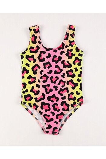 Gülersan Tekstil Girl's Swimsuit Leopard Patterned Digital Printed Sea Pool Swimsuit