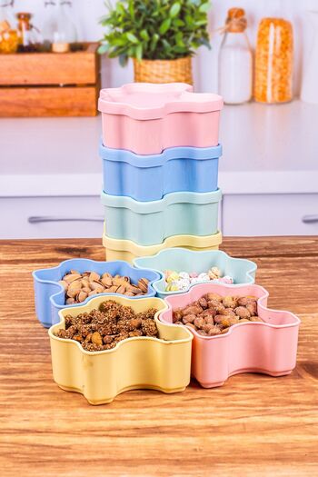 KRM HOME 8 Pieces 11 cm Yap Boz Storage Container with Lid, Snack Bowl, Breakfast Plastic Storage Container