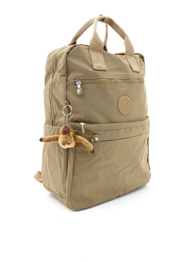 Sanmorris Beige Colored Unisex Crinkle Laptop School and Backpack - Water Resistant, Multi-Compartment, Large Size