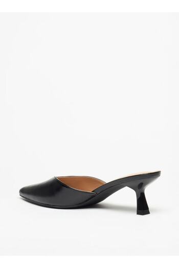 Flora Bella by Shoexpress Textured Pointed Toe Mules with Flared Heels