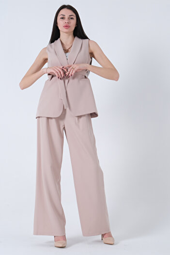 Feminist Casual Trousers Jacket Lined Overalls Suit Stone0309994
