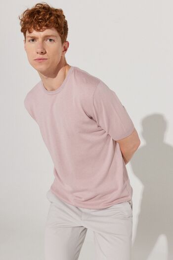 ALTINYILDIZ CLASSICS Men's Dried Rose Standard Fit Regular Cut Crew Neck 100% Cotton Knitwear T-Shirt