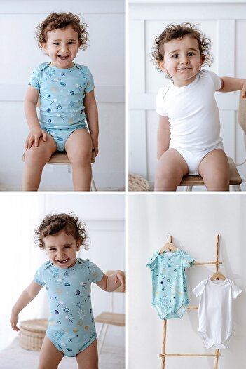 Lilabio 100% Cotton 2-Piece Short Sleeve Baby Bodysuit