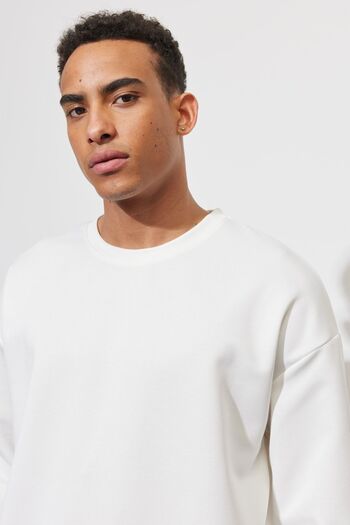 AC&Co / Altınyıldız Classics Λευκό ανδρικό φούτερ Oversize - Crew Neck
