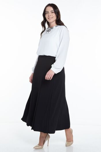 SORALLİNE Plus Size Pleated Skirt 776 Black