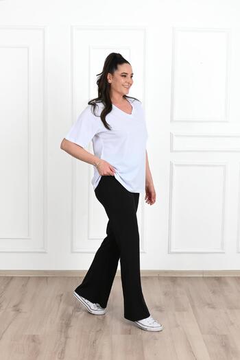 Koza Butik V-neck Large Size Women's T-shirt - 1297-22