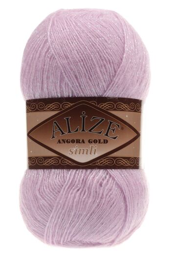 Alize Angora Gold Glitter - 5 pieces of Hand Knitted Threads, vest and Cardigan Thread, Scarf Sweater Thread - 27 Lilac