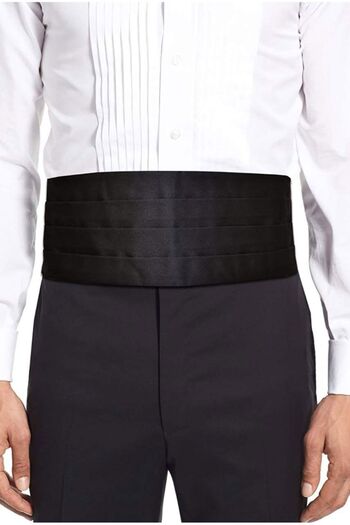 Gutiero Men's Black Groom Tuxedo Belt Set