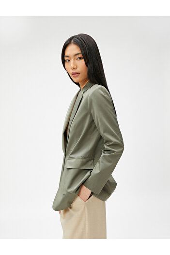 Koton Cotton Blazer Jacket with Pockets