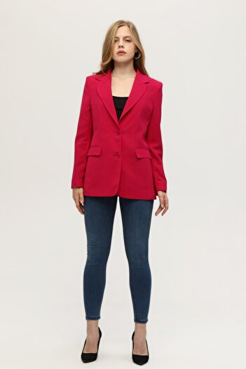 Feminist Vatkalı Astarlı Blazer Ceket Fuşya 0105110