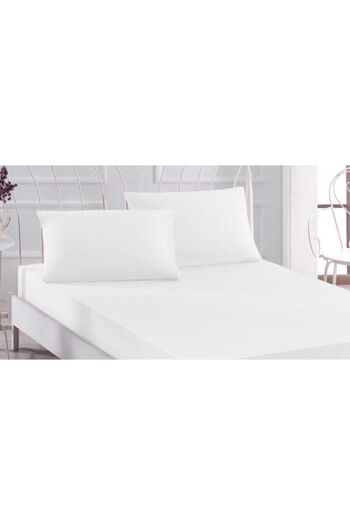 Gön Ev Tekstili Elastic Padded Ranforce Single White Sheet Cotton (63 Wires) Tightly Woven 100x200 Cm