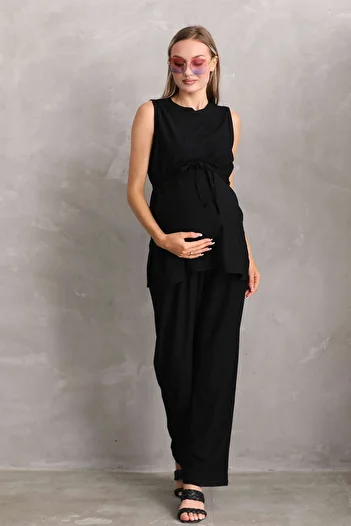 Miss Dünya Lissa Sleeveless Belted Bottom-Top Suit Set for Pregnant and Maternity