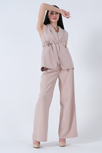 Feminist Casual Trousers Jacket Lined Overalls Suit Stone0309994