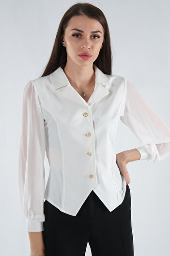 Feminist Sleeve Chiffon Shirt White4202643