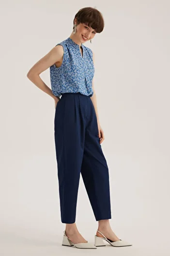 STELLA PULVIS Blue High Waist Pleated Pants