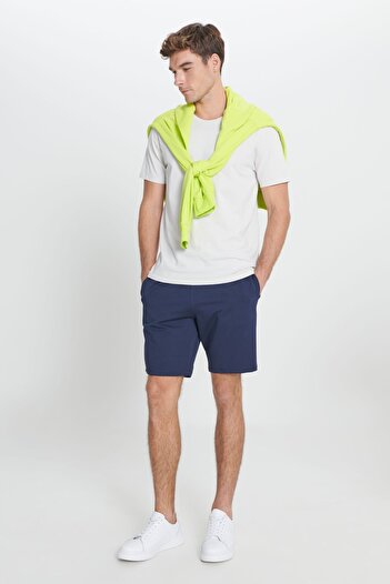 AC&Co / Altınyıldız Classics Men's Navy Blue Standard Fit Regular Cut Cotton Stretch Knitted Shorts