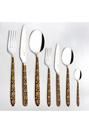 Jumbo 9400 Safari Black Gold 12 Kişilik 84 Parça Çatal Kaşık Bıçak Takımı