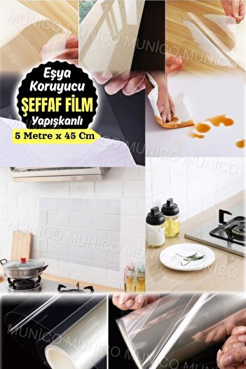 Munico 5 Metre Su Geçirmez Kendinden Statik Mobilya Filmi Sıçrama Koruması Kitap Koruma Çıkartması Banyo