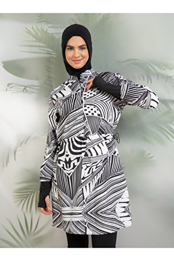 Mayo Bella Full Covered Swimsuit - Black and White - Swimsuit Bella