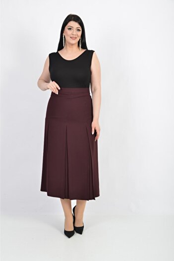 SORALLİNE Women's Plus Size Skirt Pleated 776 Plum