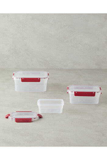 English Home Arnie Claret Red Plastic 3-Piece Storage Container Set