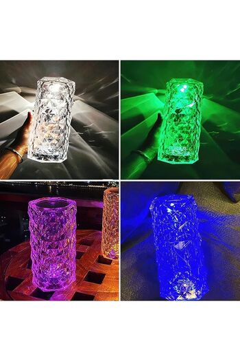ENASHOP Kristal Akrilik Led Masa Üstü Lamba 16 Renk Uzaktan Kumandalı Dokunmatik